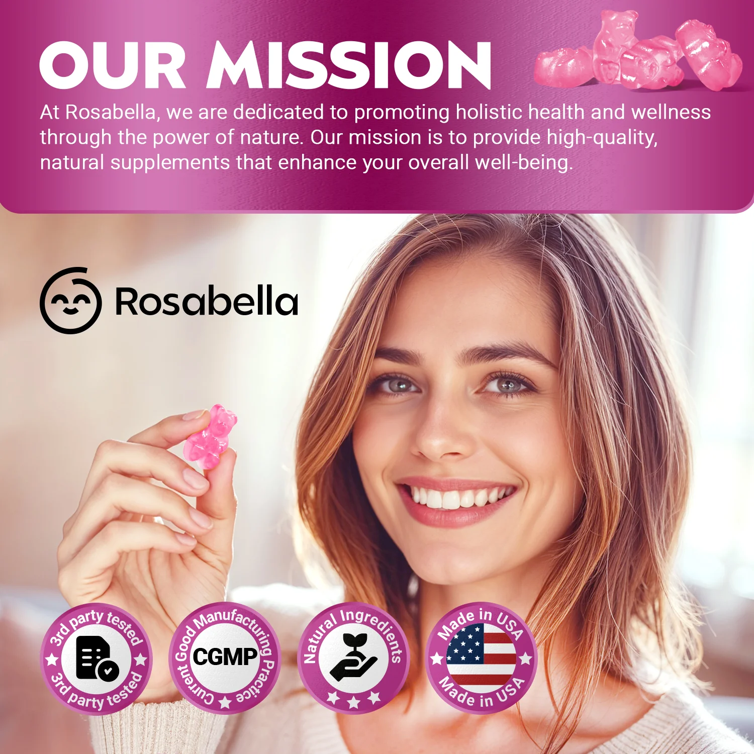 Rosabella Biotin Gummies for Hair, Skin & Nails - Image 5