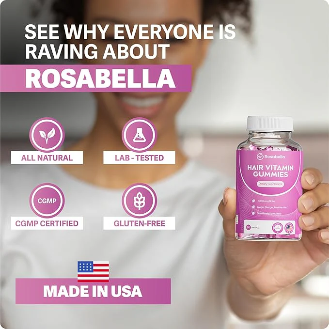 Rosabella Biotin Gummies for Hair, Skin & Nails - Image 7