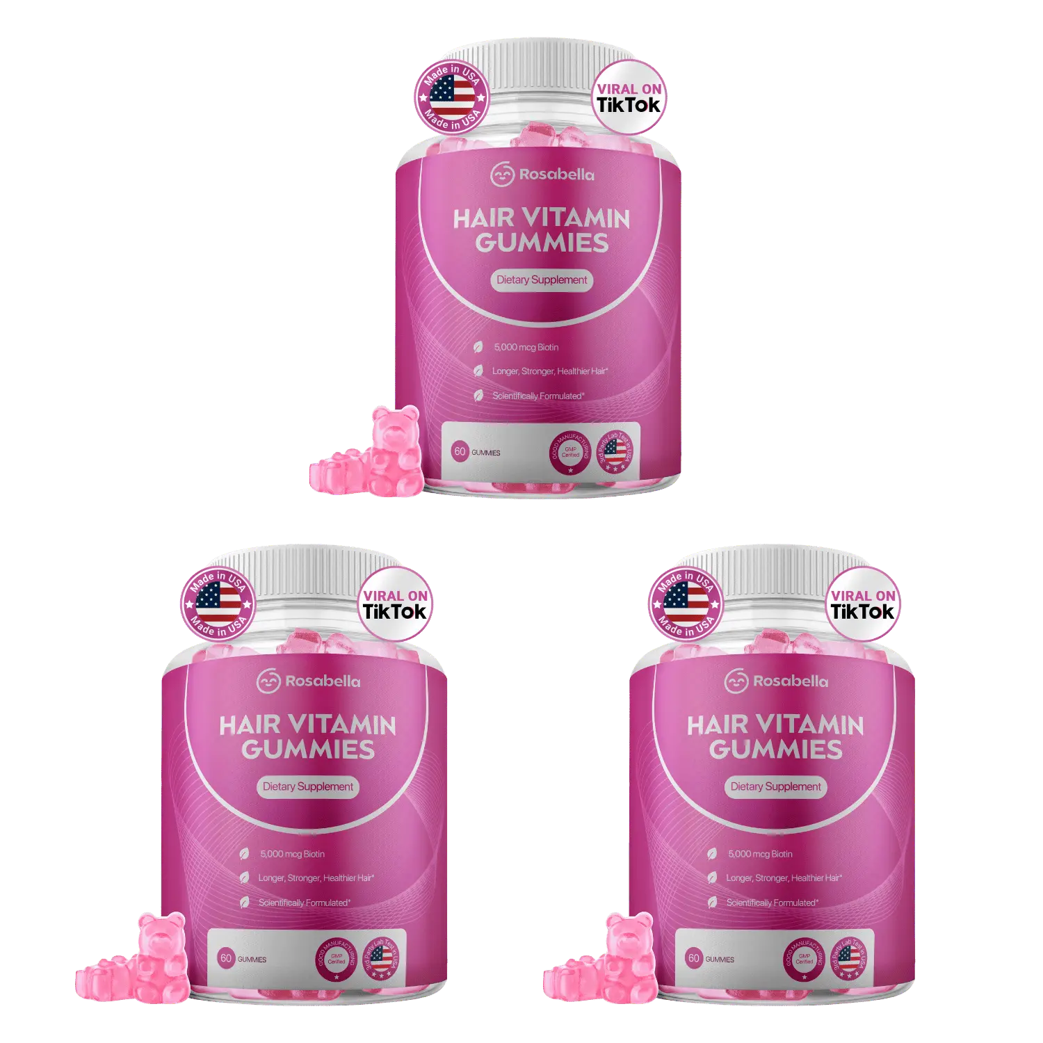 Rosabella Biotin Gummies (5000mg) for Hair, Skin & Nails Growth- - Image 8