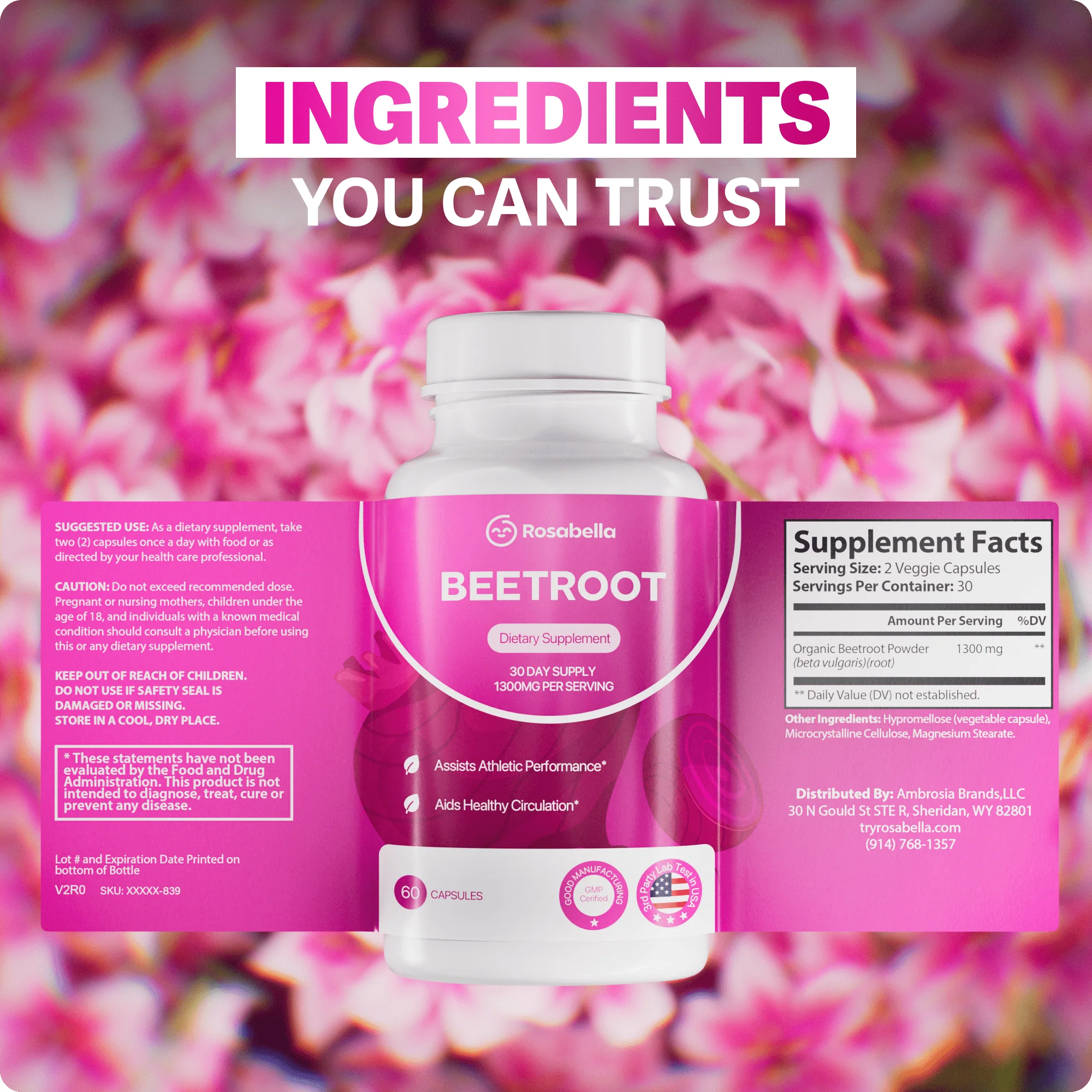 Rosabella Organic Beetroot Capsules (1300mg) for Blood Flow & Heart Health - Image 6