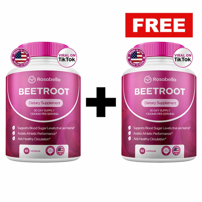 Rosabella Organic Beetroot Capsules (1300mg) for Blood Flow & Heart Health Bogo - Image 7