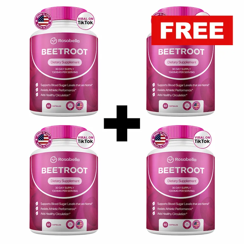 Rosabella Organic Beetroot Capsules (1300mg) for Blood Flow & Heart Health Bogo - Image 8